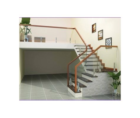 Cầu thang kính  trụ lửng